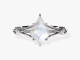 Kite Moonstone Split Shank Engagement Ring with Moissanite Accents