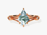Kite Moss Agate Split Shank Engagement Ring with Moissanite Accents
