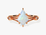 Kite Opal Split Shank Engagement Ring with Moissanite Accents