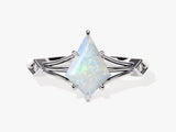 Kite Opal Split Shank Engagement Ring with Moissanite Accents