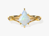 Kite Opal Split Shank Engagement Ring with Moissanite Accents