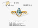Kite Moss Agate Curved Engagement Ring with Moissanite Sidestones