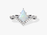Kite Opal Curved Engagement Ring with Moissanite Sidestones