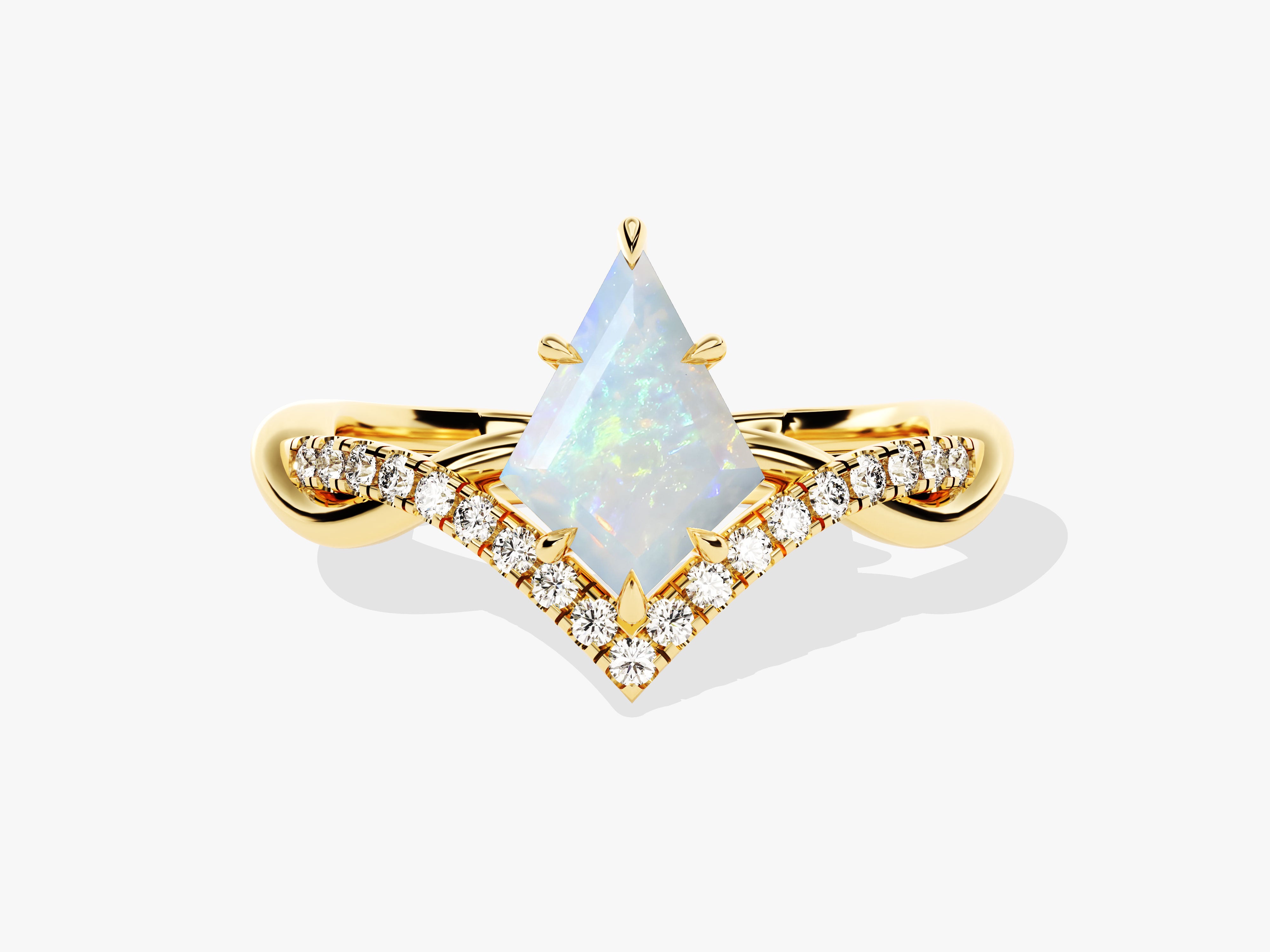 Gold ring with opal and diamonds, jewelry design