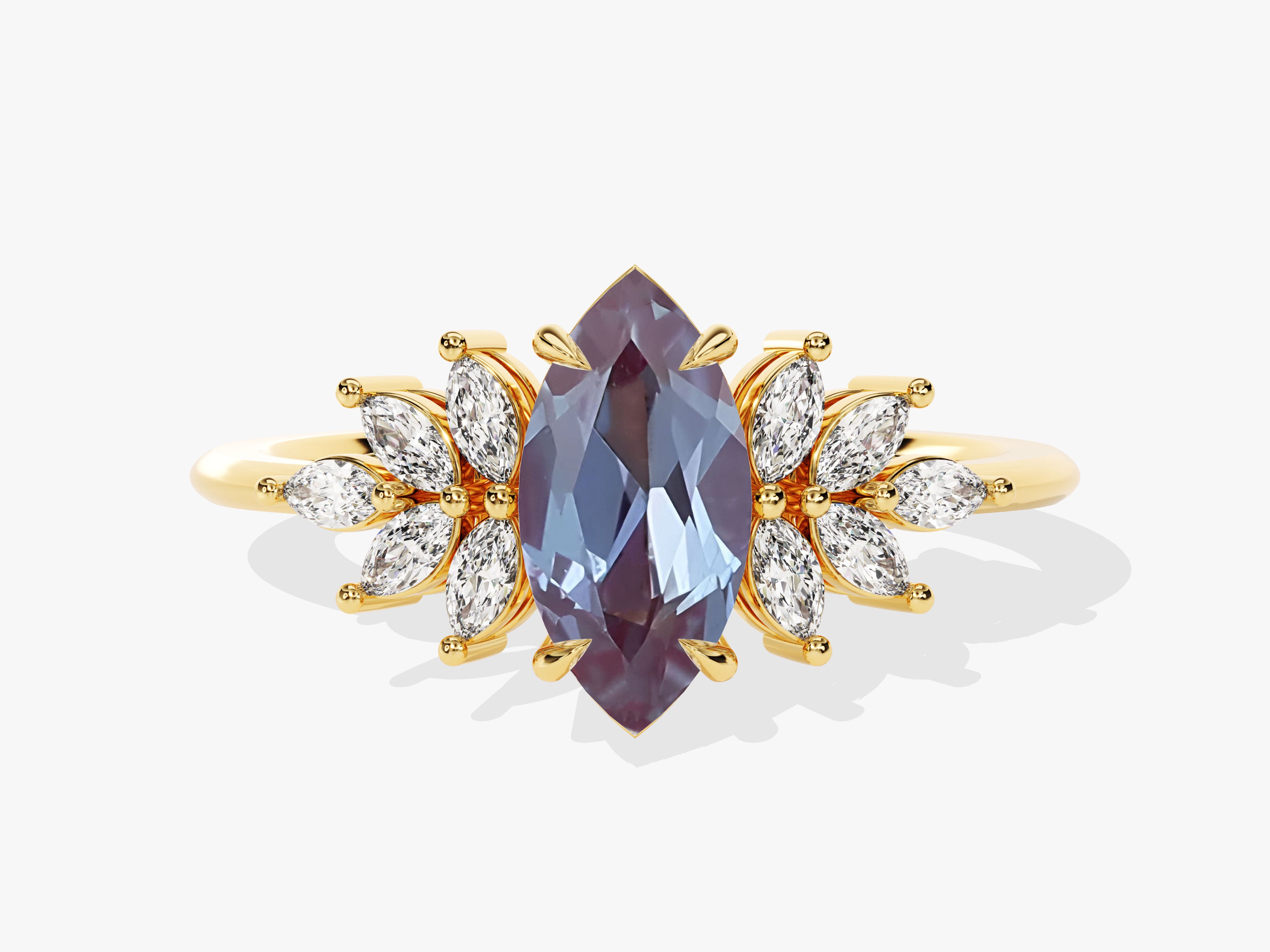 Marquise alexandrite ring with diamond accents, fine jewelry
