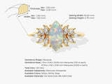 Marquise Opal Vintage Engagement Ring with Moissanite Sidestones