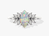 Marquise Opal Vintage Engagement Ring with Moissanite Sidestones