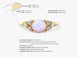 Round Opal Engagement Ring with Pear Moissanite Sidestones