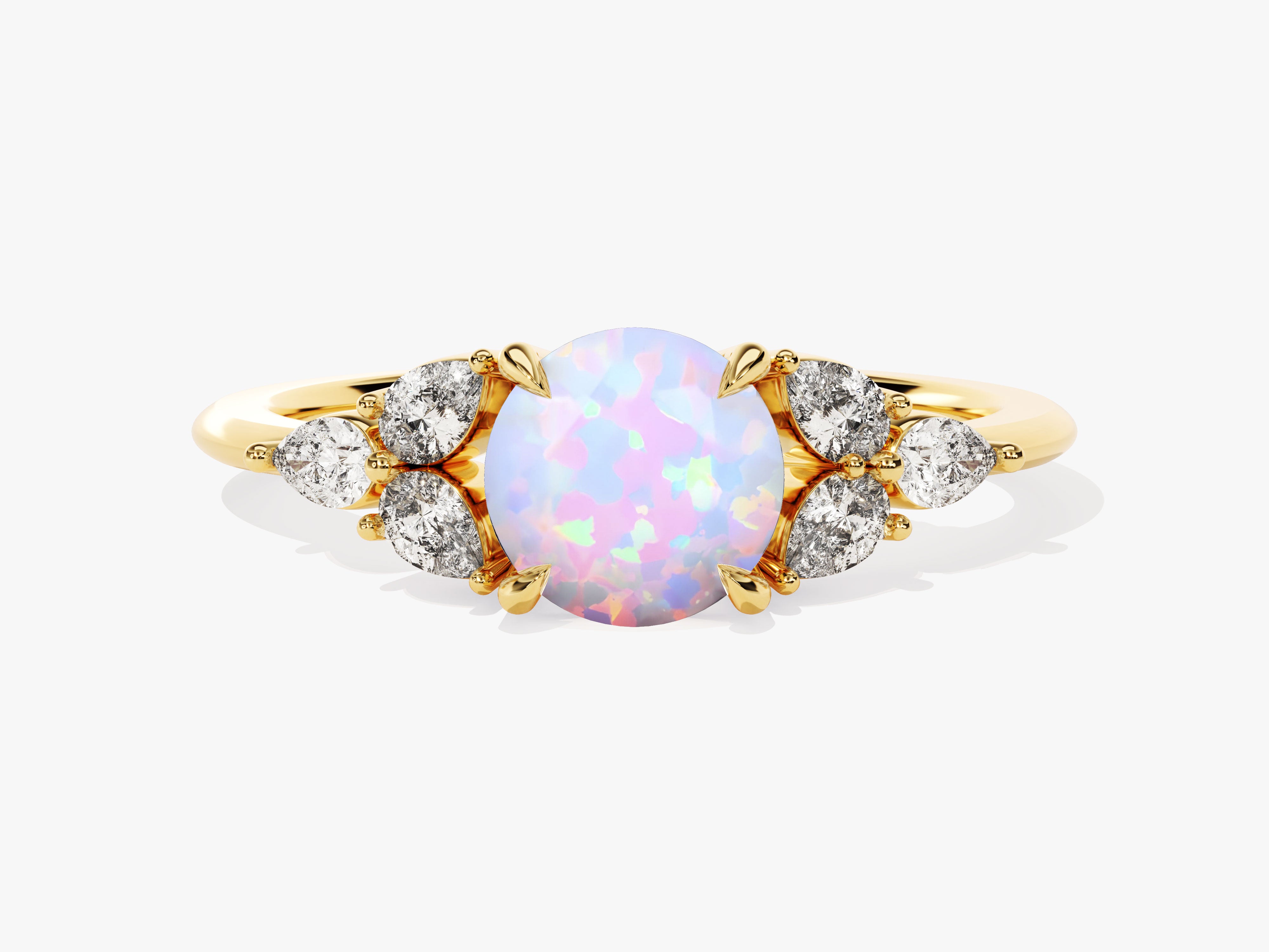 Gold opal and diamond ring for jewelry lovers
