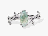 Marquise Moss Agate Nature Inspired Engagement Ring