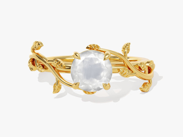 Round Moonstone Nature Inspired Engagement Ring