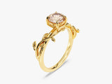 Round Peach Morganite Nature Inspired Engagement Ring