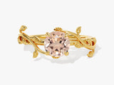Round Peach Morganite Nature Inspired Engagement Ring