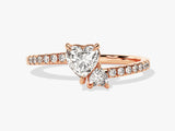 Double Heart Moissanite Promise Ring with Sidestones