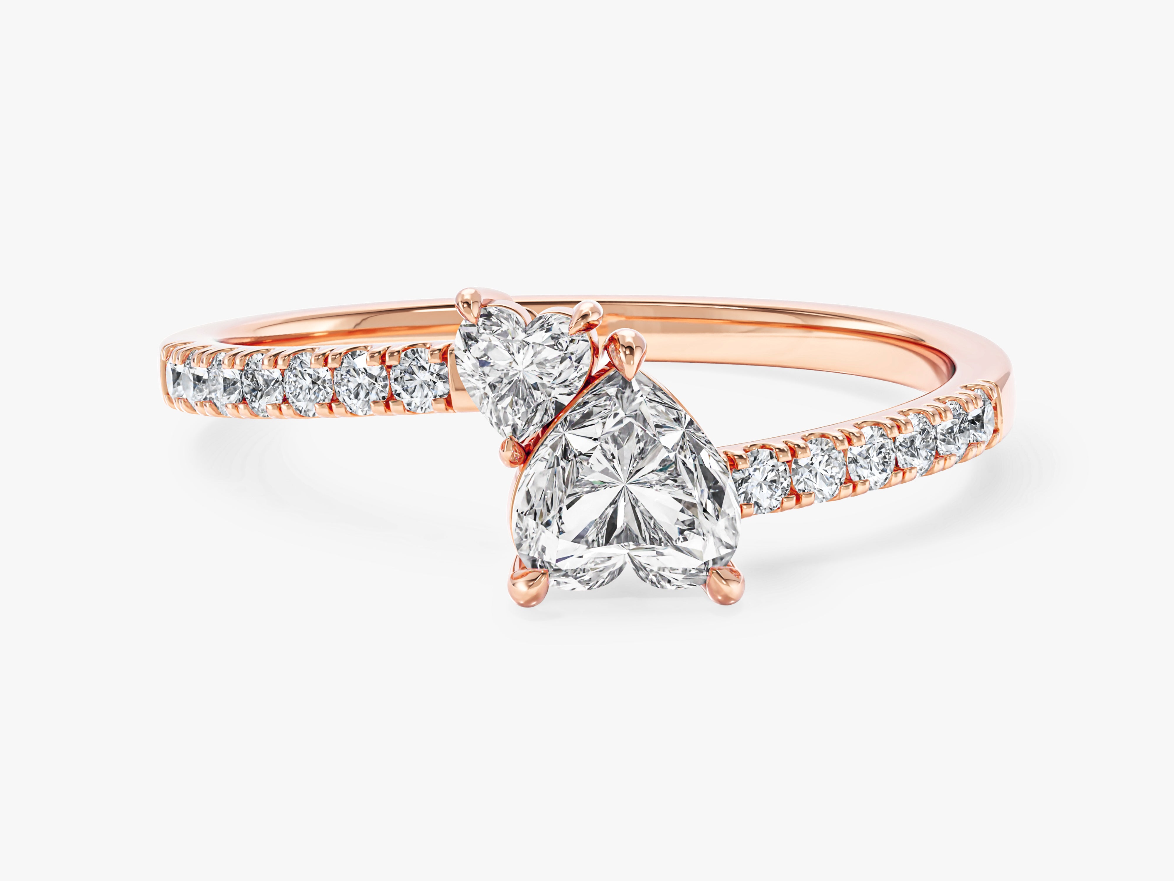 Double Heart Promise Ring with Sidestones