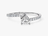 Double Heart Moissanite Promise Ring with Sidestones