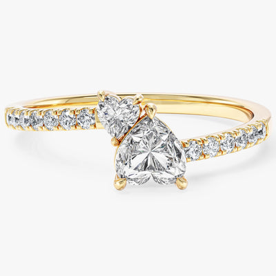 Double Heart Promise Ring with Sidestones