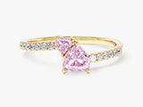 Pink Double Heart Promise Ring with Sidestones