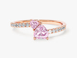 Pink Double Heart Promise Ring with Sidestones