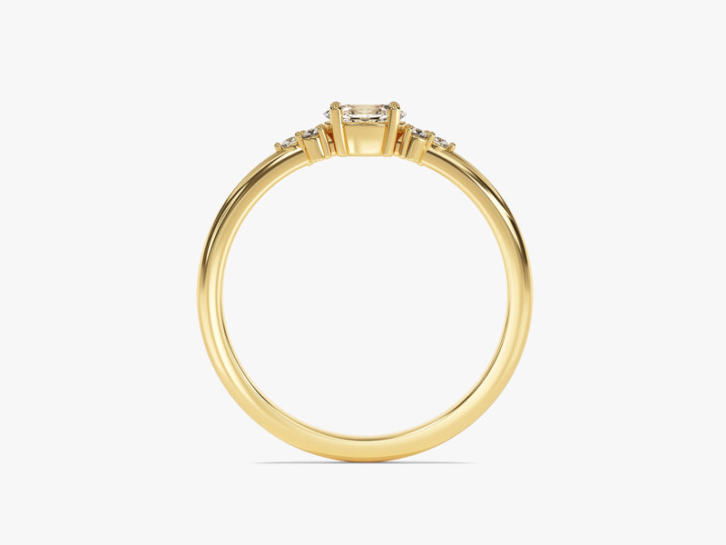 Oval Moissanite Promise Ring with Sidestones