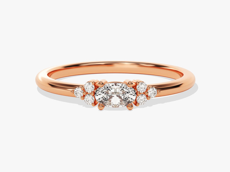 Oval Moissanite Promise Ring with Sidestones