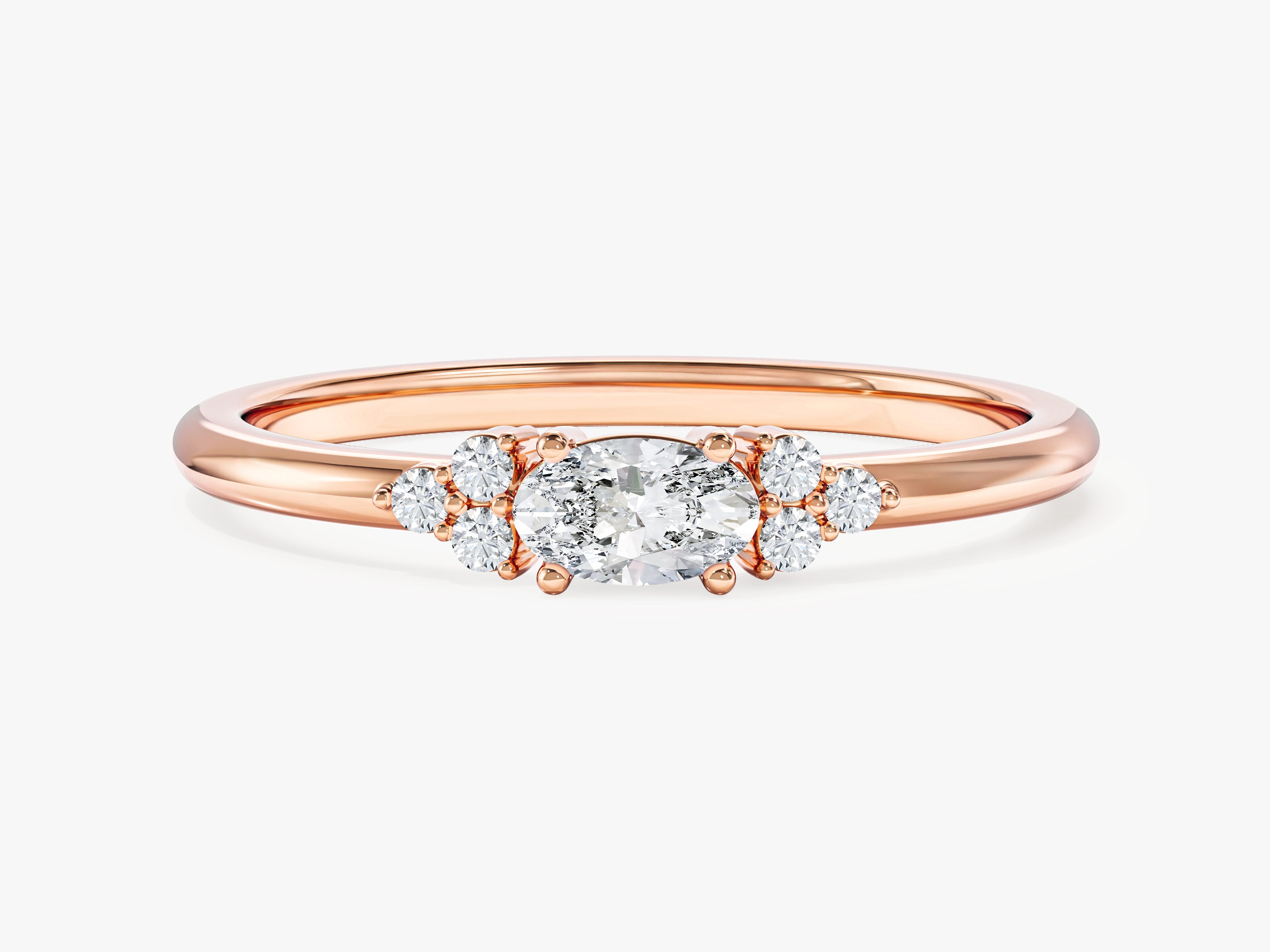Oval Promise Ring with Sidestones