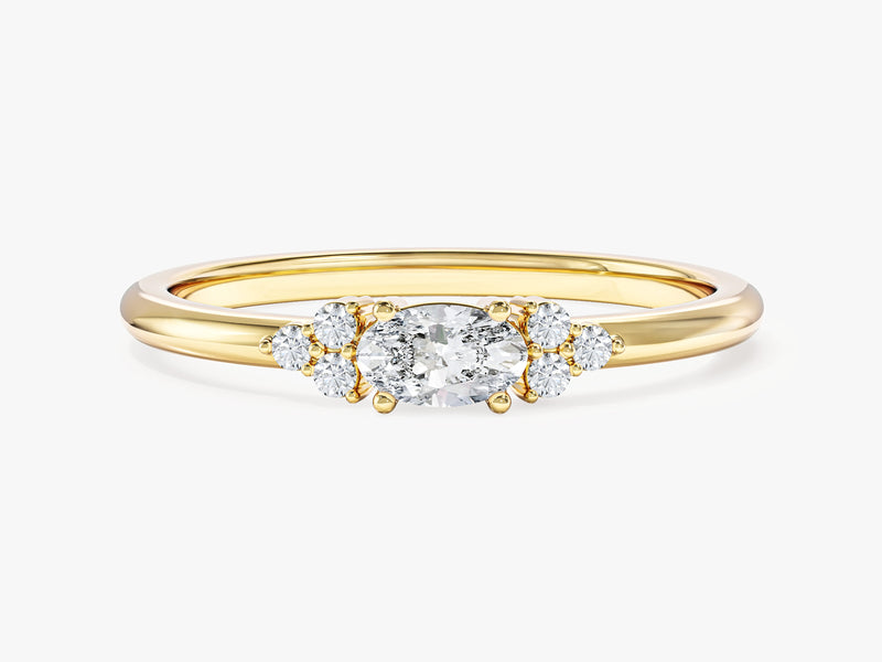 Oval Moissanite Promise Ring with Sidestones