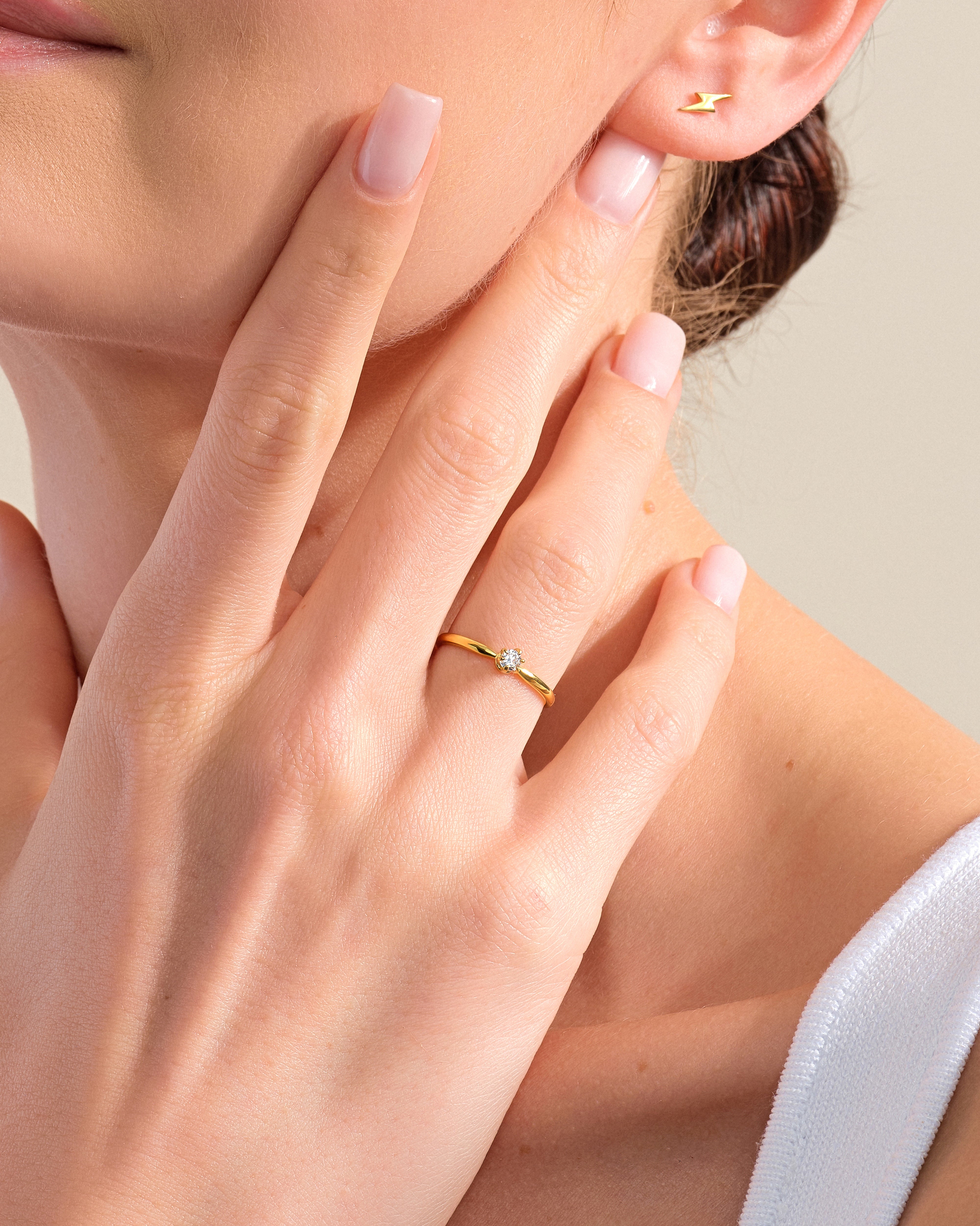 Six Prong Solitaire Moissanite Promise Ring
