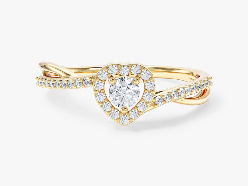 Heart Shape Twisted Band Moissanite Promise Ring