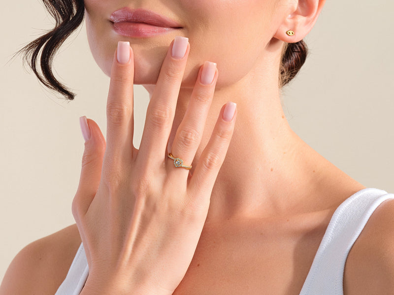 Heart Shape Twisted Band Moissanite Promise Ring