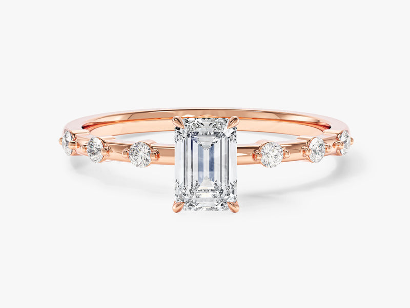 Emerald Cut Promise Ring with Sidestones