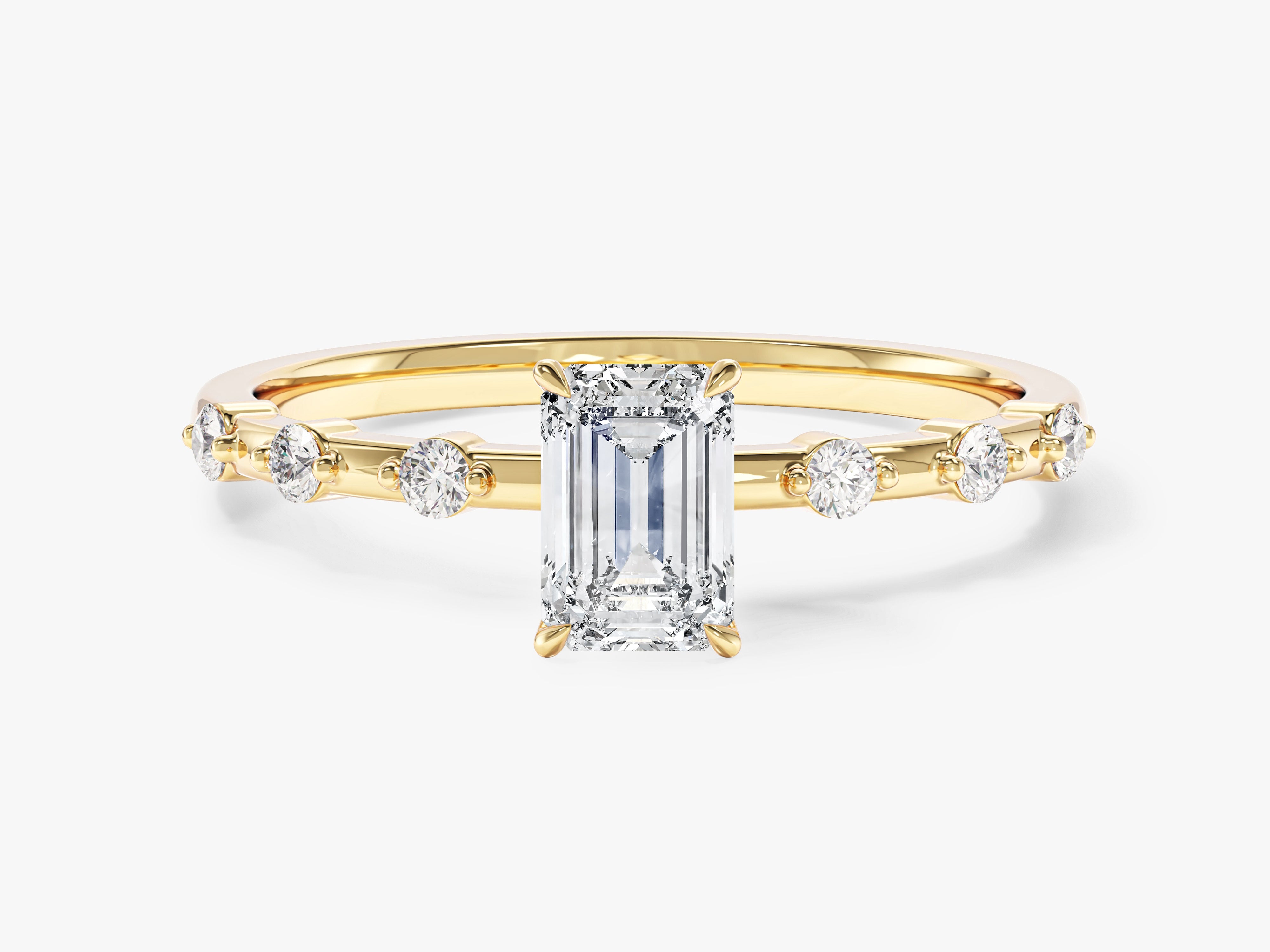 Emerald Moissanite Promise Ring with Sidestones