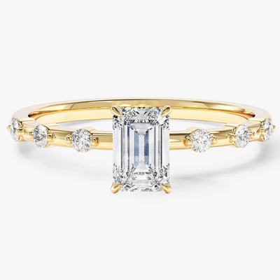 Emerald Cut Promise Ring with Sidestones