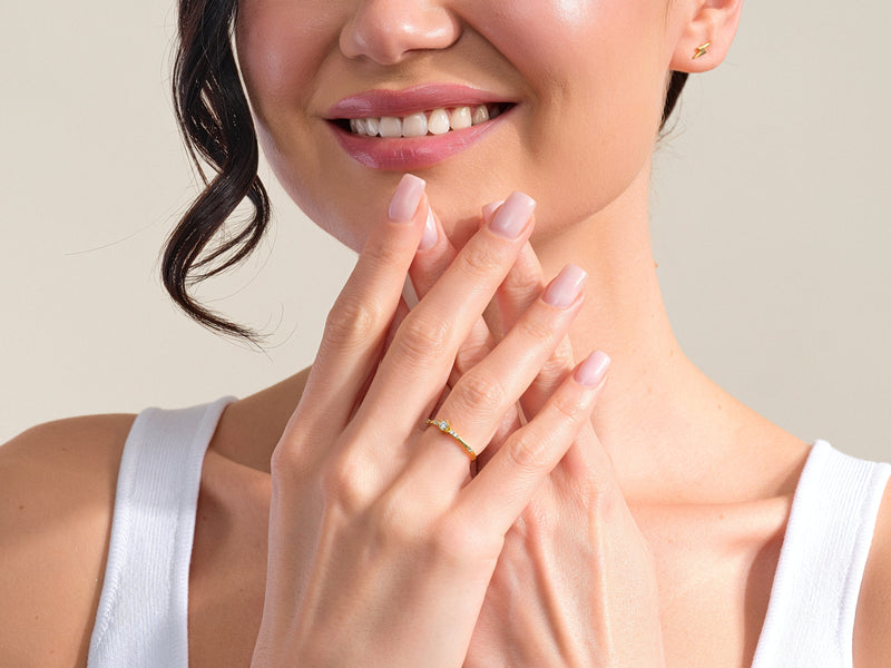 Scattered Round Cut Moissanite Promise Ring