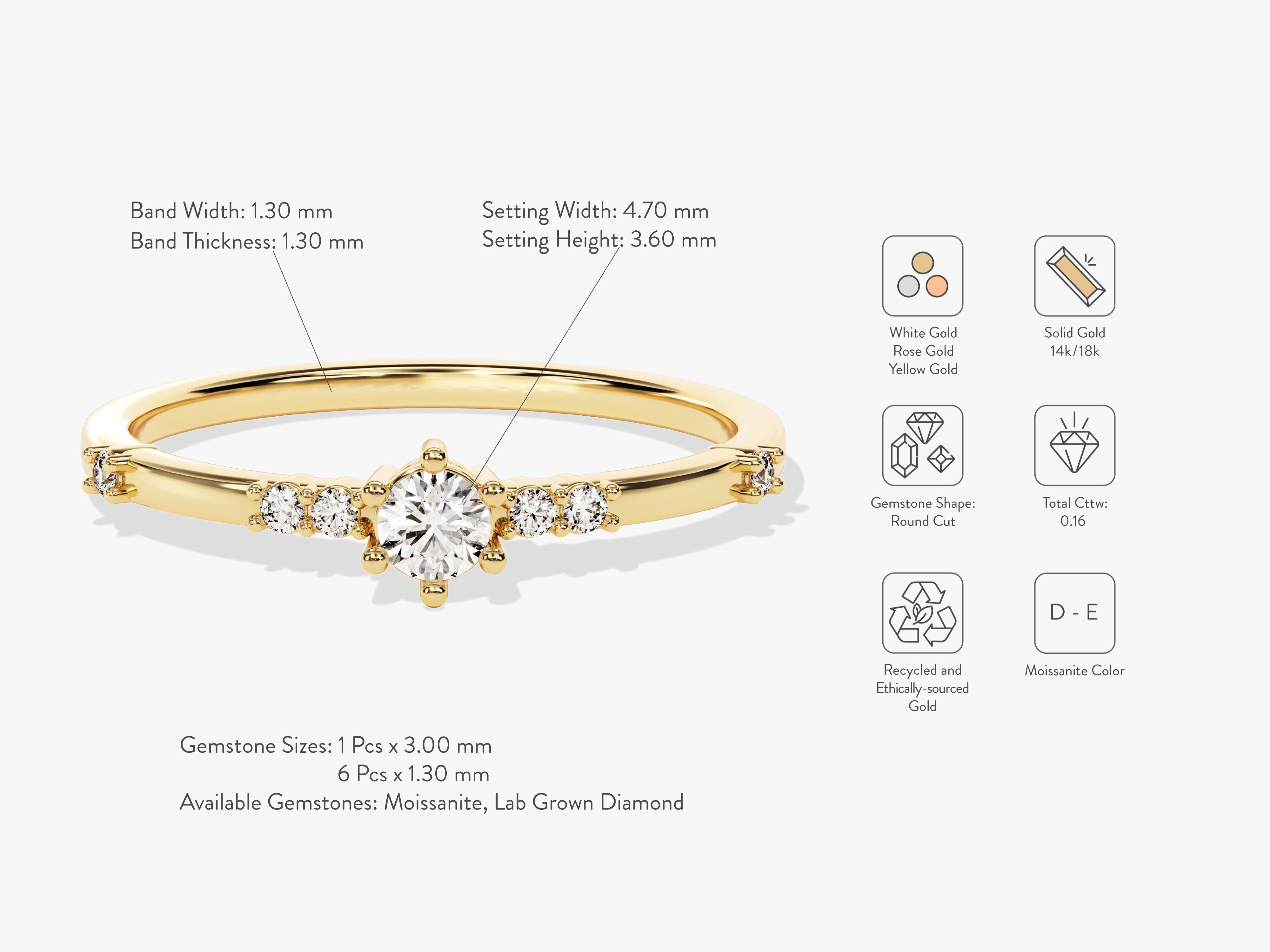 Scattered Round Cut Moissanite Promise Ring