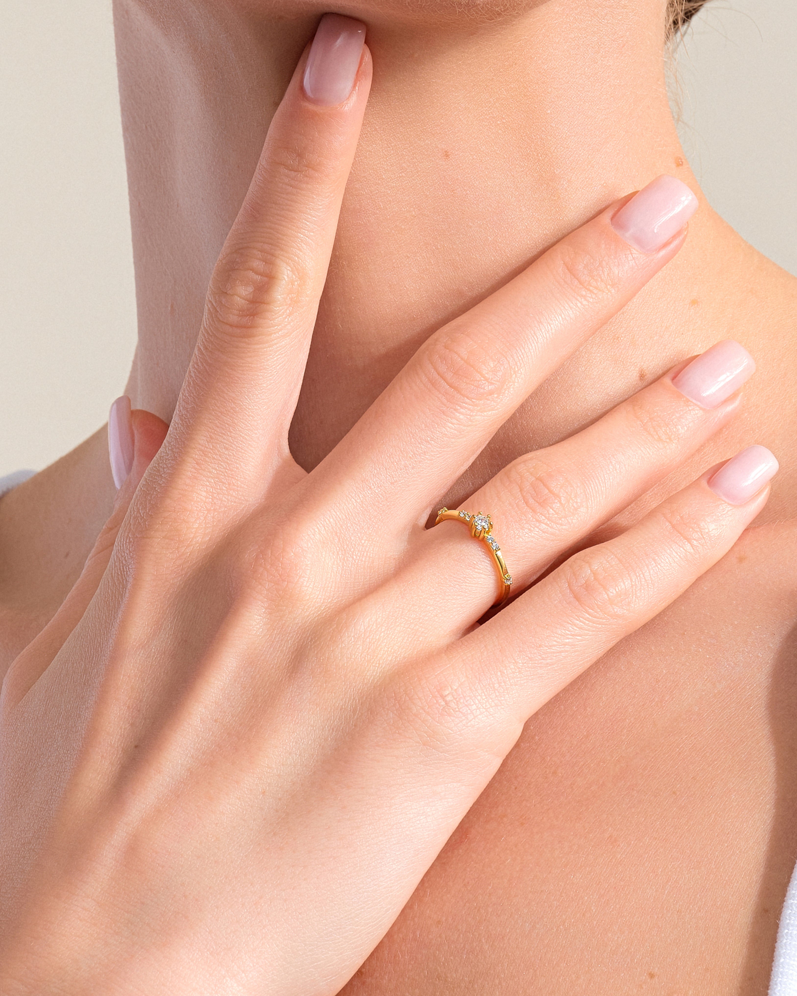 Scattered Round Cut Moissanite Promise Ring