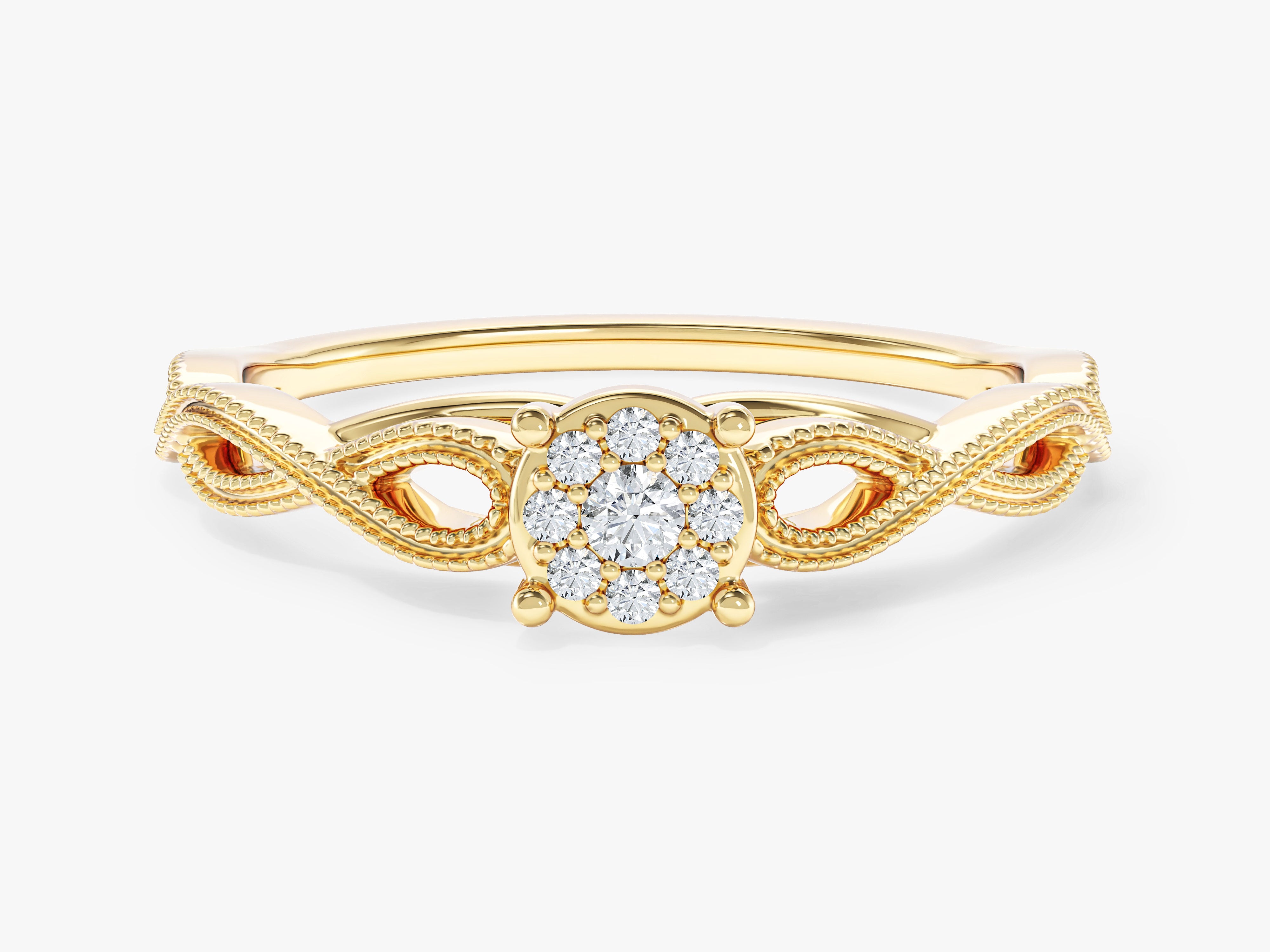 Infinity Moissanite Promise Ring with Milgrain Accents