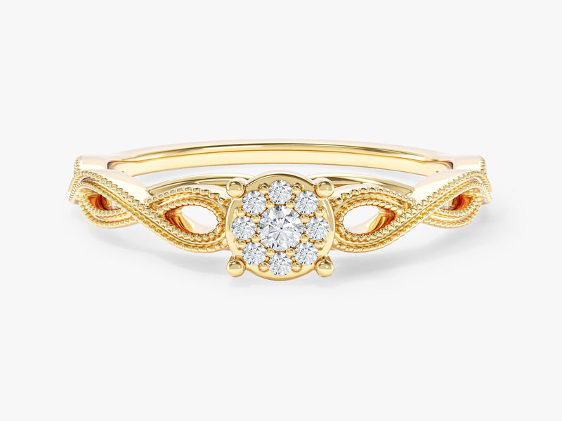 Infinity Moissanite Promise Ring with Milgrain Accents