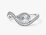 Curved Band Natural Diamond Engagement Ring
