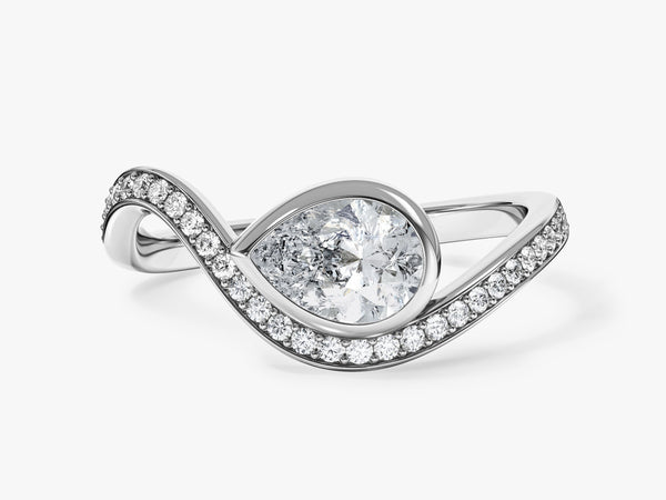 Curved Band Natural Diamond Engagement Ring