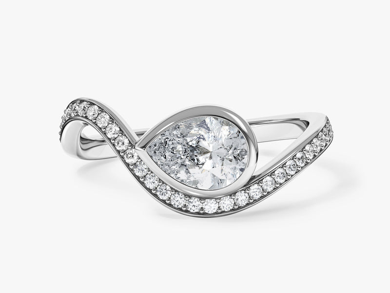 Curved Band Natural Diamond Engagement Ring