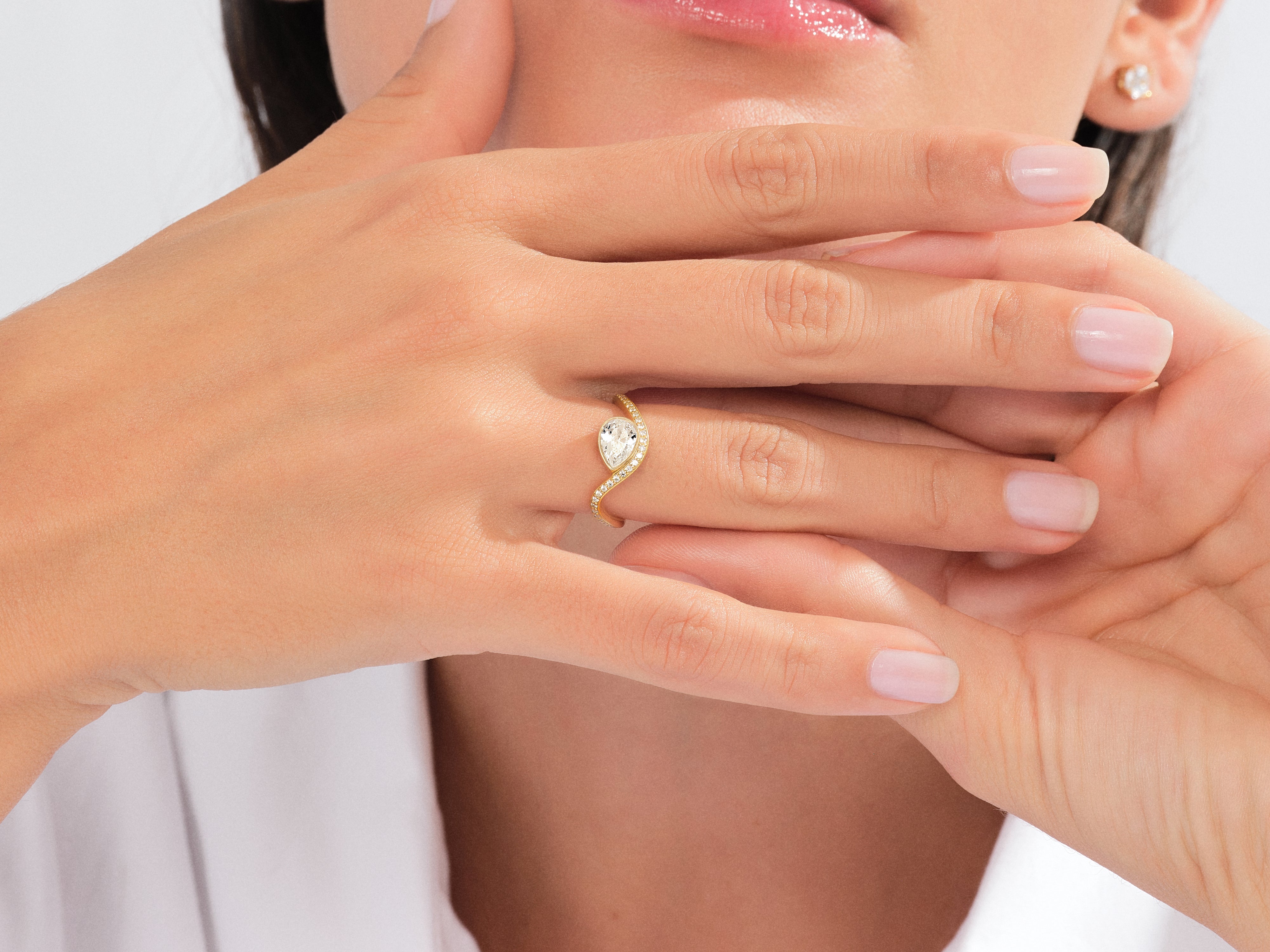 Curved Band Lab Grown Diamond Engagement Ring