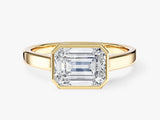 Flat Band Emerald Cut Lab Grown Diamond Engagement Ring