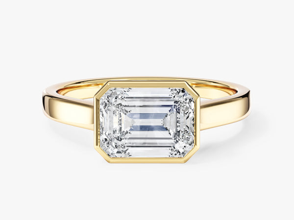 Flat Band Emerald Cut Lab Grown Diamond Engagement Ring