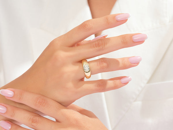 Bold Dome Oval Cut Promise Ring