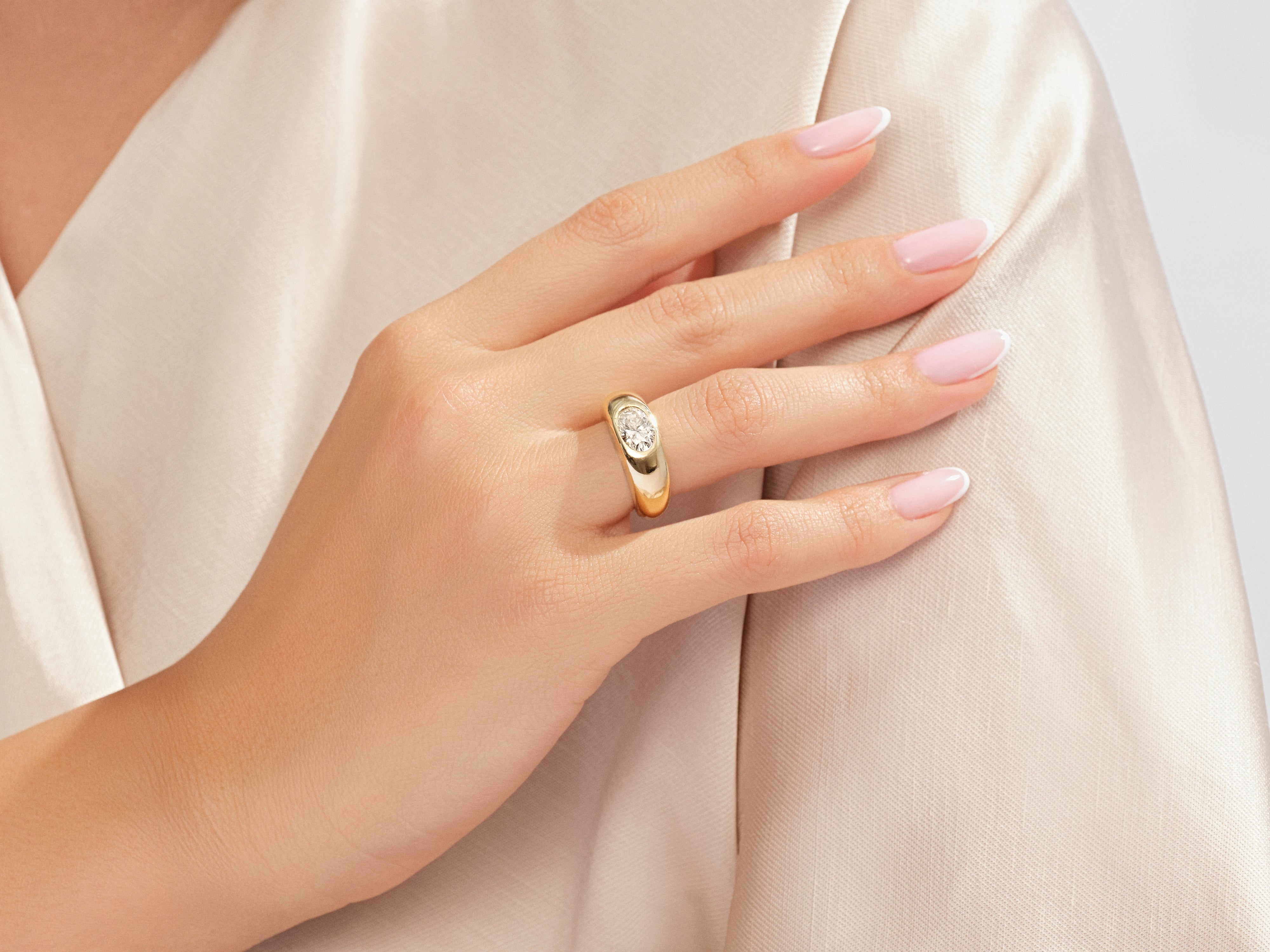 Bold Dome Oval Cut Promise Ring