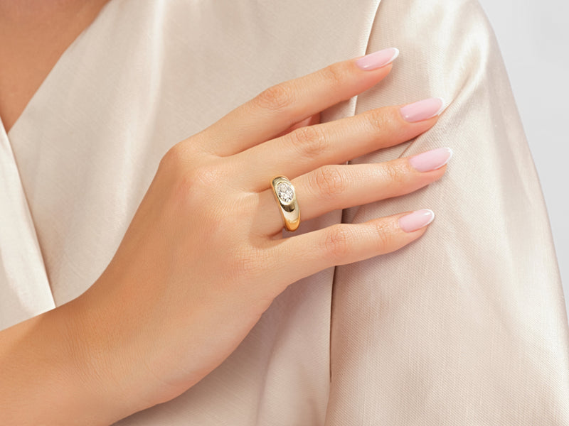 Bold Dome Natural Diamond Engagement Ring