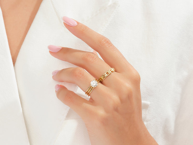 Triple Band Lab Grown Diamond Engagement Ring