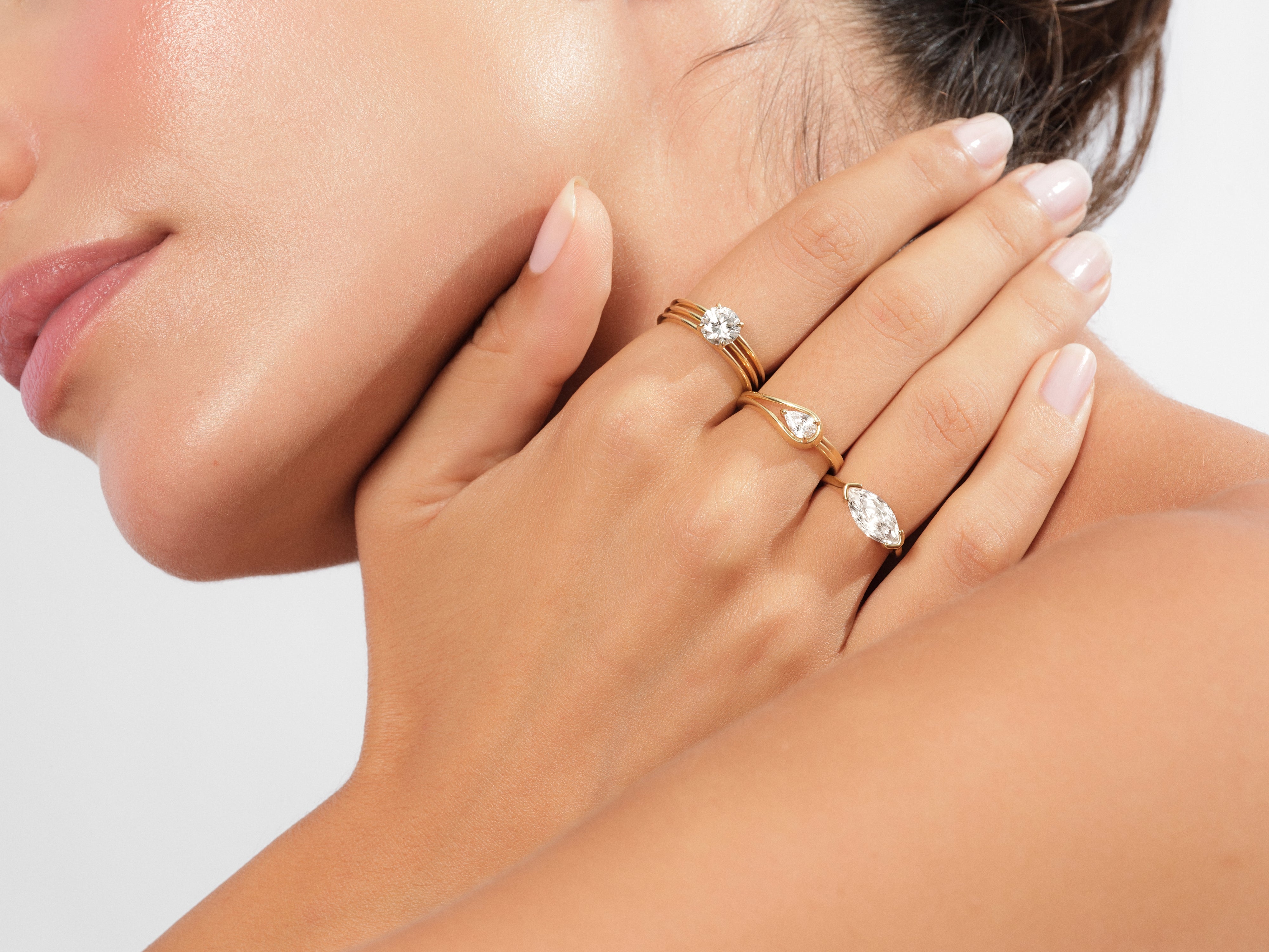 Triple Band Moissanite Engagement Ring