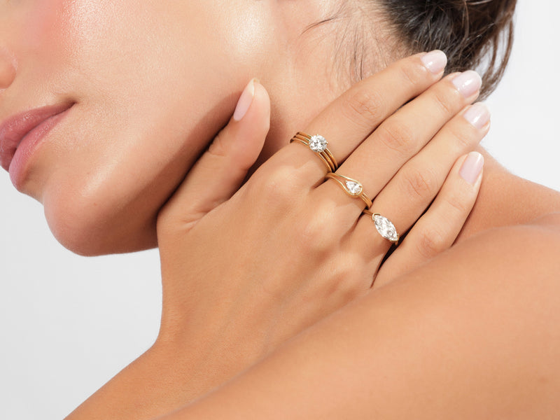 East-West Marquise Natural Diamond Engagement Ring